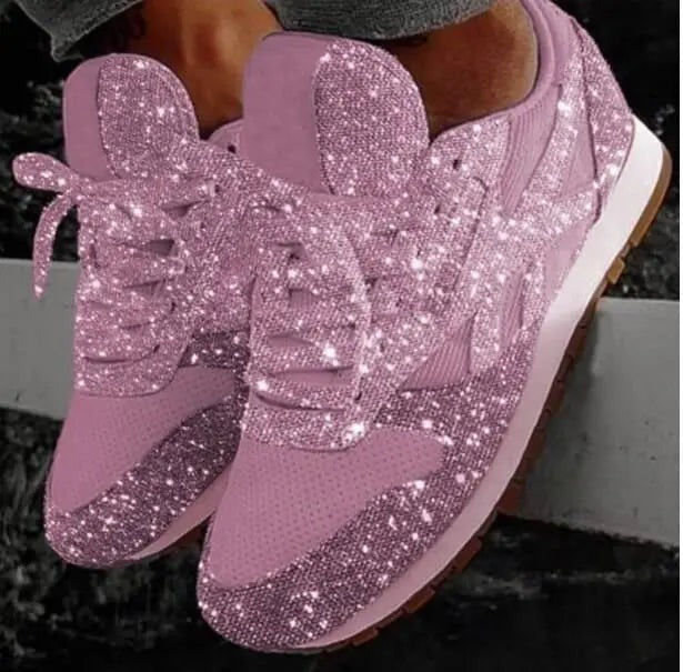 Rhinestone Low Top Sneakers - Pink