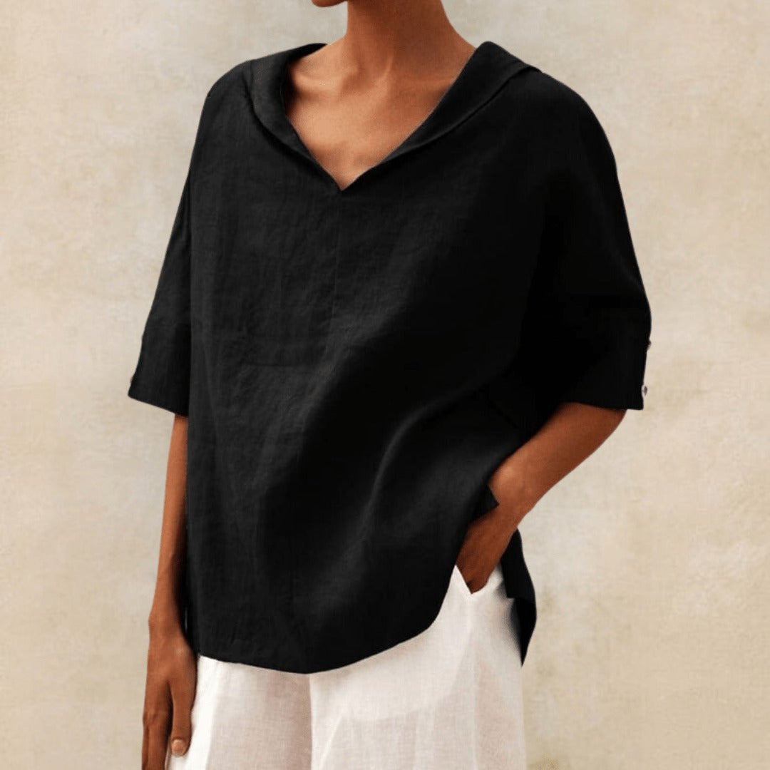 Short Sleeve Tunic Top - Black