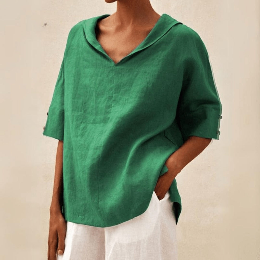 Short Sleeve Tunic Top - Green