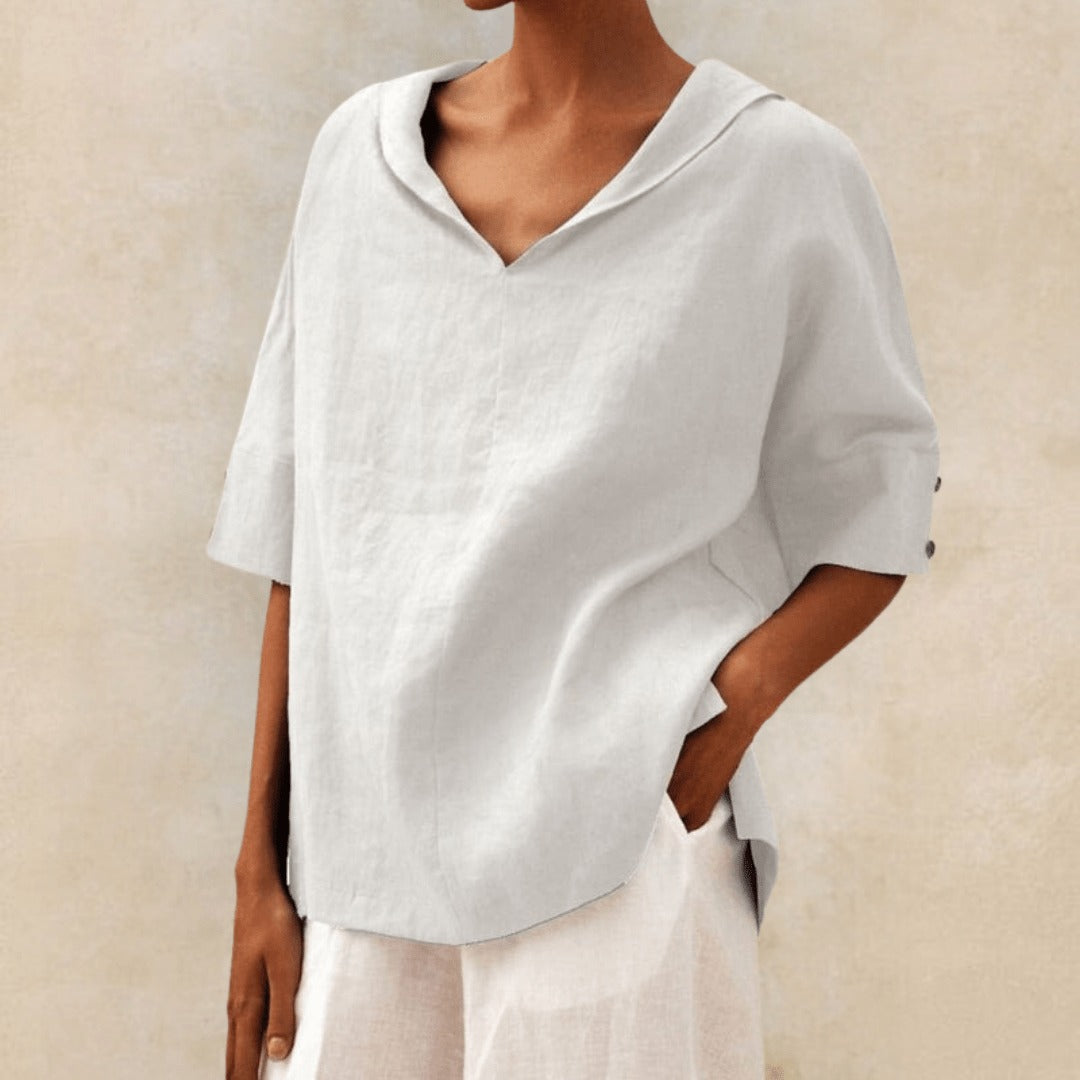 Short Sleeve Tunic Top - White