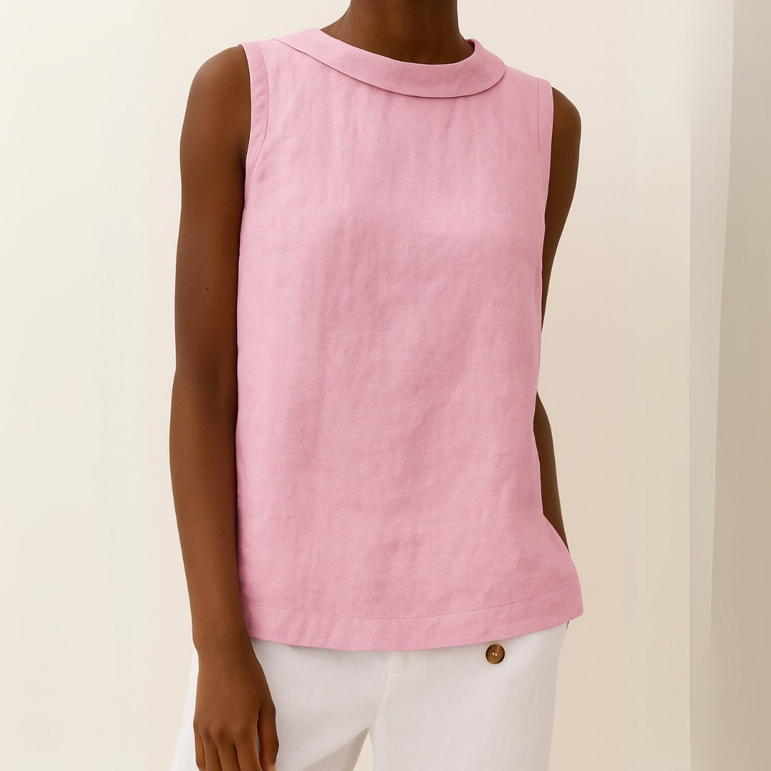 Sleeveless Work Blouse - Pink