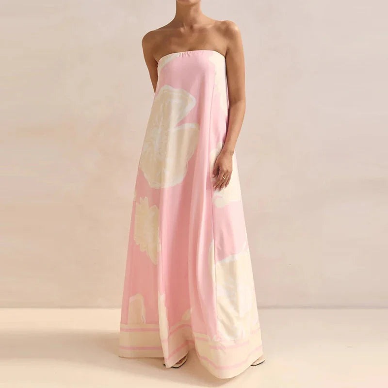 Strapless Floral Maxi Dress