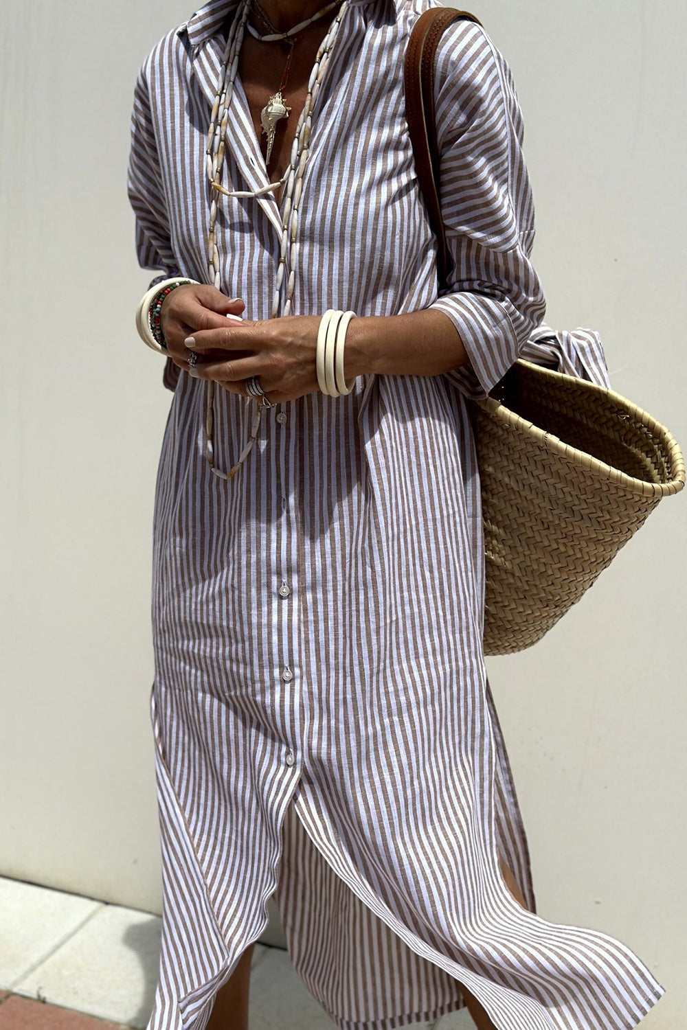 Striped Maxi Shirt Dress