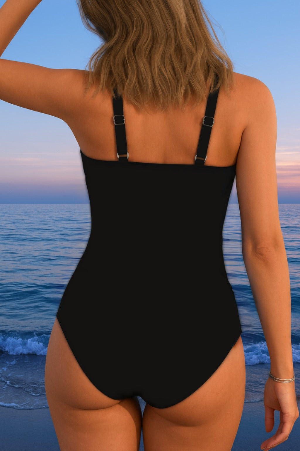 Striped Ruched One Piece Swimsuit