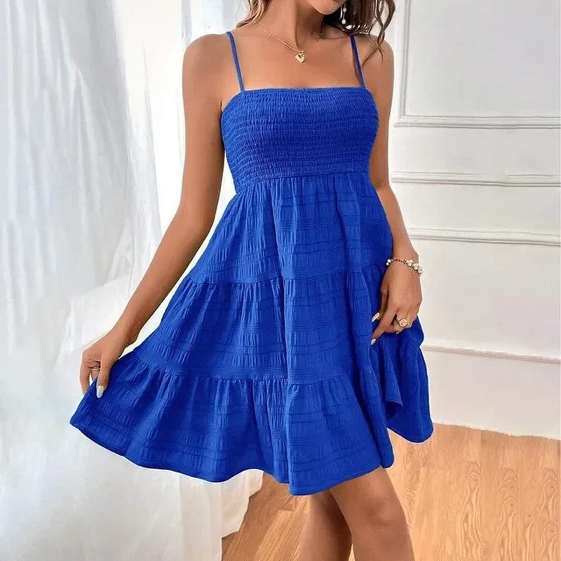 Summer A Line Mini Dress - Dark Blue