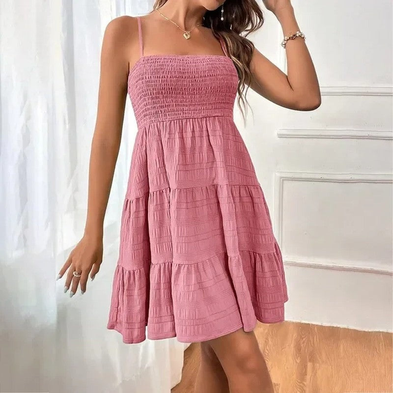 Summer A Line Mini Dress - Rose