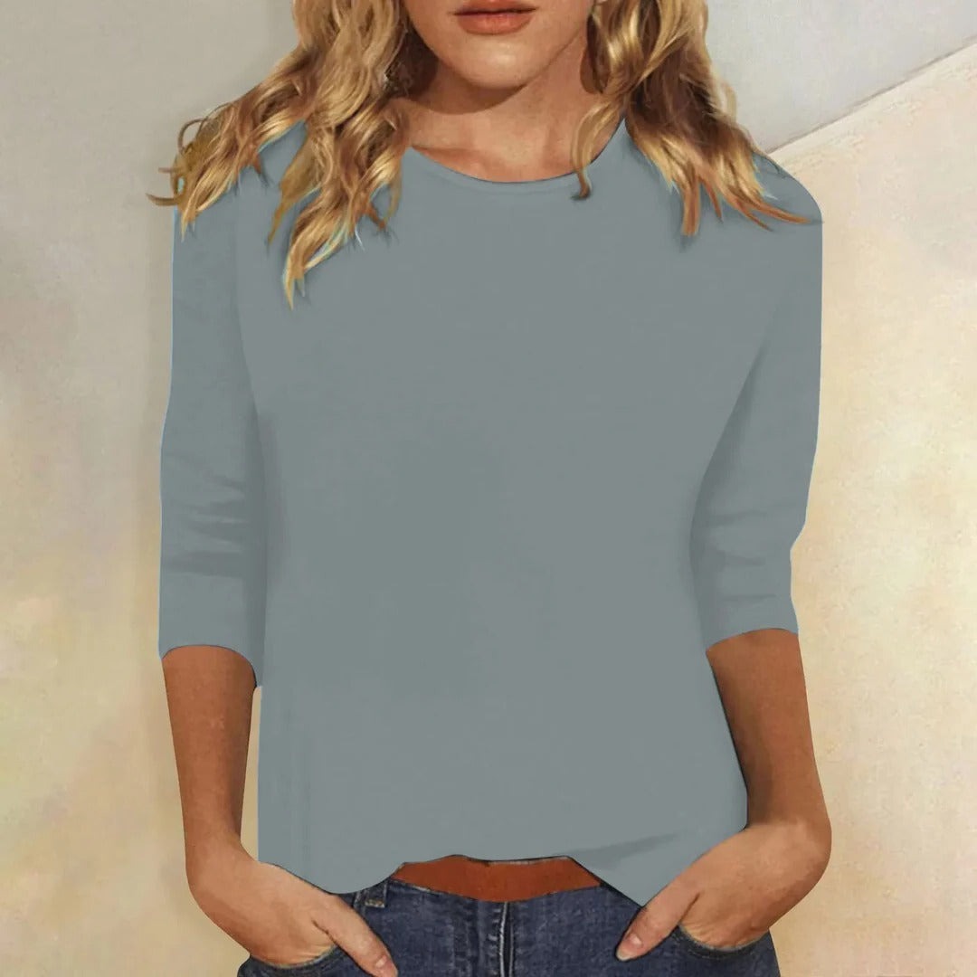 Three Quarter Sleeve Top - Blue