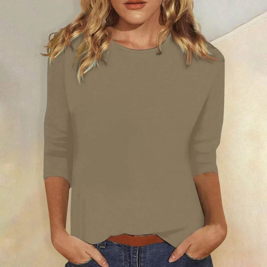 Three Quarter Sleeve Top - Khaki