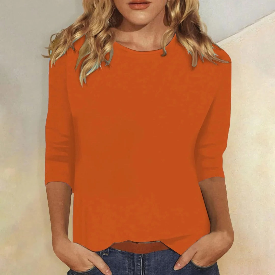 Three Quarter Sleeve Top - Orange