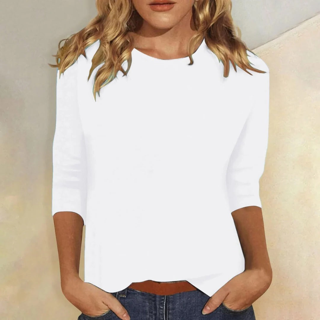 Three Quarter Sleeve Top - White