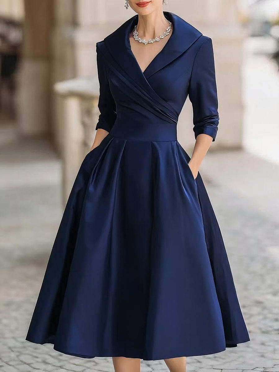 Wedding Guest Midi Dress - Blue