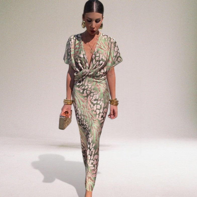 Wedding Guest Wrap Maxi Dress - Light Green